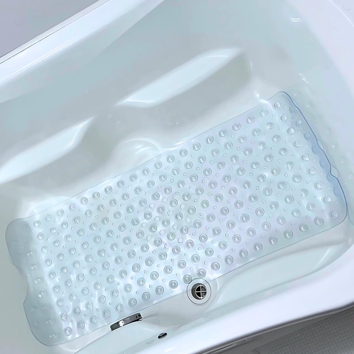 UMikke｜??風呂 すべり止めマット 40×100cm ロング 浴槽内滑り止めマット 吸盤付き 介護 転倒防止 抗菌 防カビ 大判 クリアノンカラー